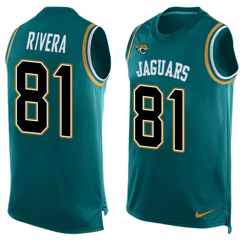 Men's Nike Jacksonville Jaguars #81 Mychal Rivera Limited Teal Green Player Name & Number Tank Top NFL Jersey