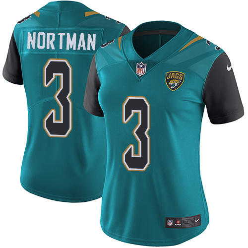 Women's Nike Jacksonville Jaguars #3 Brad Nortman Teal Green Team Color Vapor Untouchable Elite Player NFL Jersey