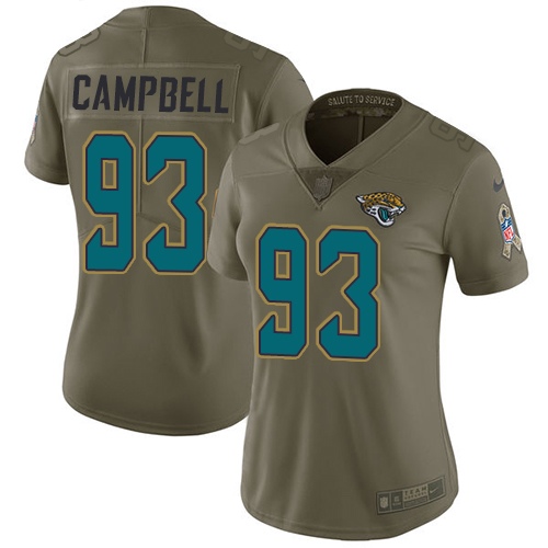 Women's Nike Jacksonville Jaguars #93 Calais Campbell Limited Olive 2017 Salute to Service NFL Jersey