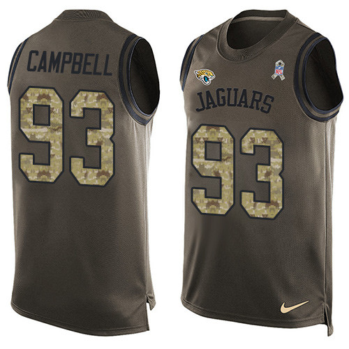 Men's Nike Jacksonville Jaguars #93 Calais Campbell Limited Green Salute to Service Tank Top NFL Jersey