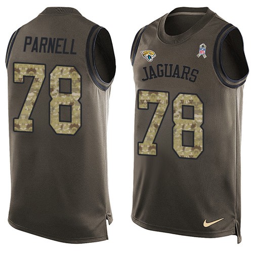 Men's Nike Jacksonville Jaguars #78 Jermey Parnell Limited Green Salute to Service Tank Top NFL Jersey