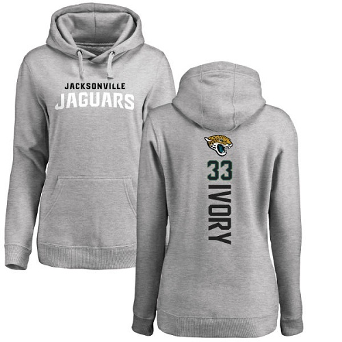 NFL Women's Nike Jacksonville Jaguars #33 Chris Ivory Ash Backer Pullover Hoodie