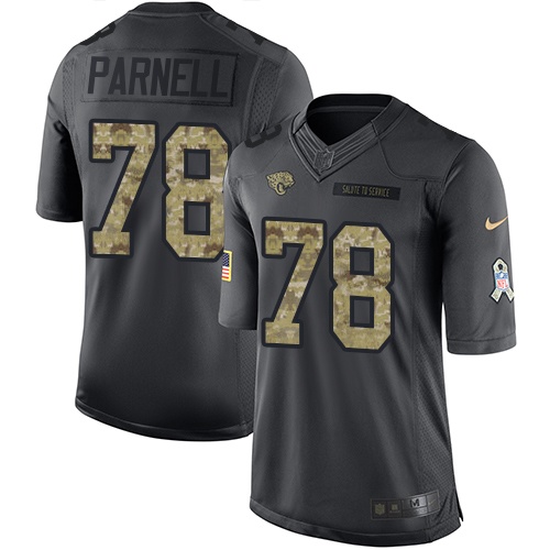 Men's Nike Jacksonville Jaguars #78 Jermey Parnell Limited Black 2016 Salute to Service NFL Jersey