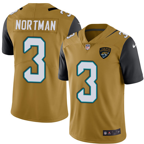 Men's Nike Jacksonville Jaguars #3 Brad Nortman Elite Gold Rush Vapor Untouchable NFL Jersey