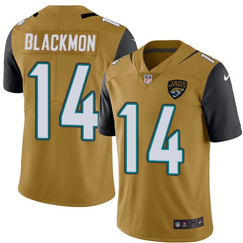 Youth Nike Jacksonville Jaguars #14 Justin Blackmon Limited Gold Rush Vapor Untouchable NFL Jersey
