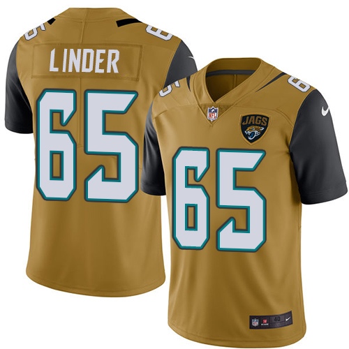 Men's Nike Jacksonville Jaguars #65 Brandon Linder Elite Gold Rush Vapor Untouchable NFL Jersey