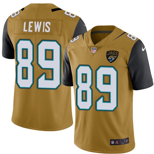 Men's Nike Jacksonville Jaguars #89 Marcedes Lewis Elite Gold Rush Vapor Untouchable NFL Jersey