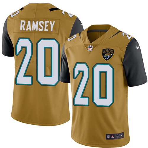 Men's Nike Jacksonville Jaguars #20 Jalen Ramsey Limited Gold Rush Vapor Untouchable NFL Jersey