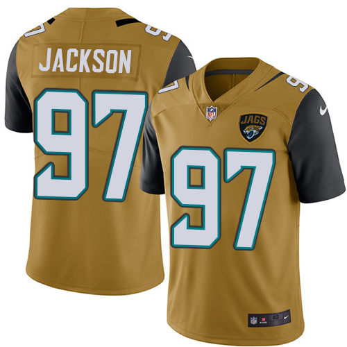 Men's Nike Jacksonville Jaguars #97 Malik Jackson Elite Gold Rush Vapor Untouchable NFL Jersey