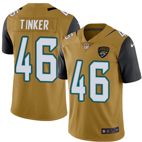 Men's Nike Jacksonville Jaguars #46 Carson Tinker Elite Gold Rush Vapor Untouchable NFL Jersey