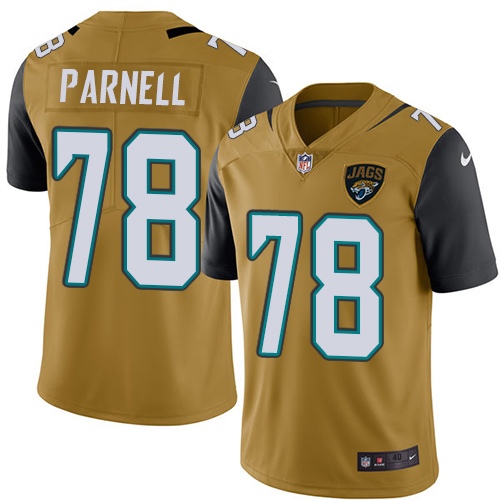 Men's Nike Jacksonville Jaguars #78 Jermey Parnell Elite Gold Rush Vapor Untouchable NFL Jersey