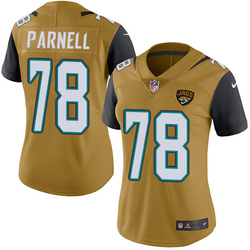 Women's Nike Jacksonville Jaguars #78 Jermey Parnell Limited Gold Rush Vapor Untouchable NFL Jersey