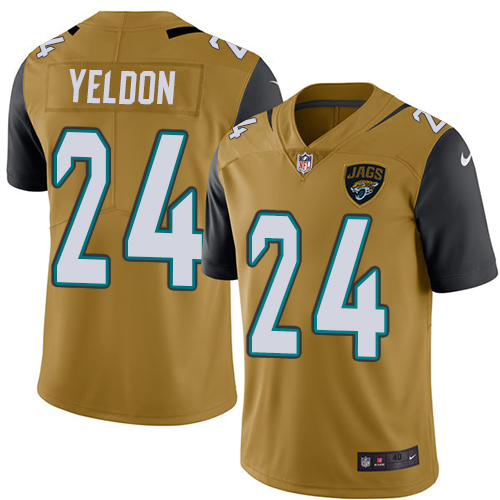 Men's Nike Jacksonville Jaguars #24 T.J. Yeldon Elite Gold Rush Vapor Untouchable NFL Jersey