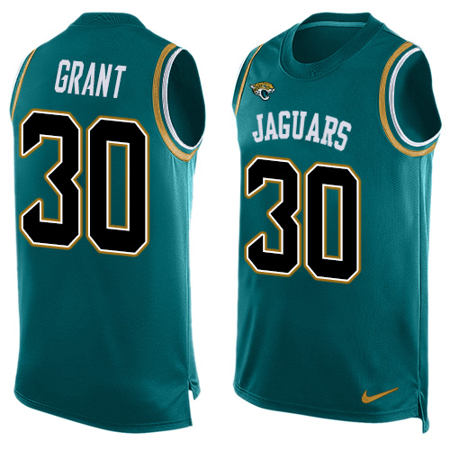 Men's Nike Jacksonville Jaguars #30 Corey Grant Limited Teal Green Player Name & Number Tank Top NFL Jersey