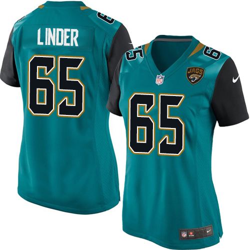 Women's Nike Jacksonville Jaguars #65 Brandon Linder Game Teal Green Team Color NFL Jersey