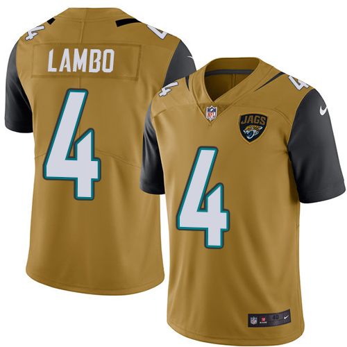 Men's Nike Jacksonville Jaguars #4 Josh Lambo Elite Gold Rush Vapor Untouchable NFL Jersey
