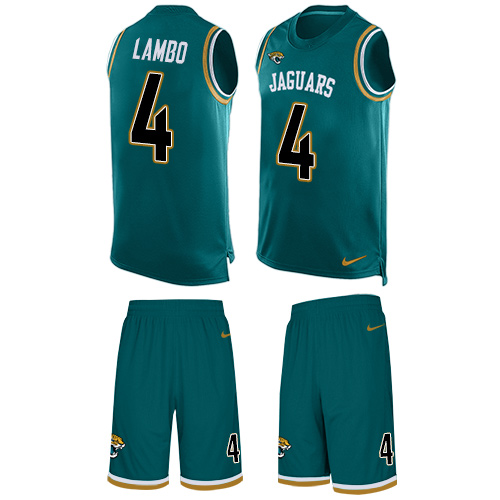 Men's Nike Jacksonville Jaguars #4 Josh Lambo Limited Teal Green Tank Top Suit NFL Jersey
