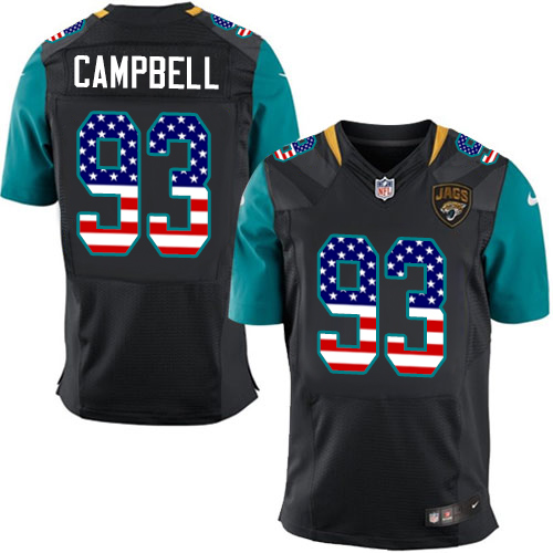 Men's Nike Jacksonville Jaguars #93 Calais Campbell Elite Black Alternate USA Flag Fashion NFL Jersey