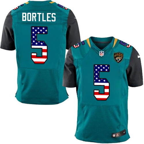 Men's Nike Jacksonville Jaguars #5 Blake Bortles Elite Teal Green Home USA Flag Fashion NFL Jersey