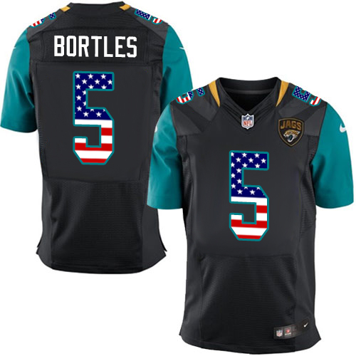 Men's Nike Jacksonville Jaguars #5 Blake Bortles Elite Black Alternate USA Flag Fashion NFL Jersey