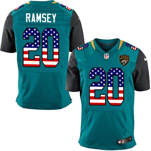 Men's Nike Jacksonville Jaguars #20 Jalen Ramsey Elite Teal Green Home USA Flag Fashion NFL Jersey