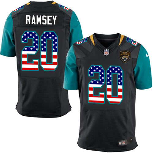 Men's Nike Jacksonville Jaguars #20 Jalen Ramsey Elite Black Alternate USA Flag Fashion NFL Jersey