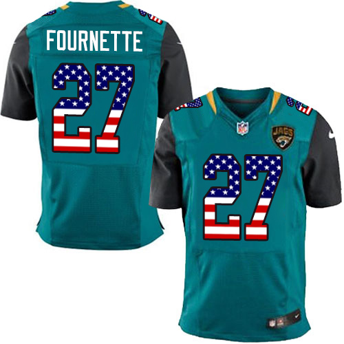 Men's Nike Jacksonville Jaguars #27 Leonard Fournette Elite Teal Green Home USA Flag Fashion NFL Jersey