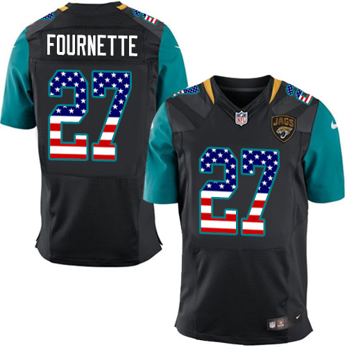 Men's Nike Jacksonville Jaguars #27 Leonard Fournette Elite Black Alternate USA Flag Fashion NFL Jersey
