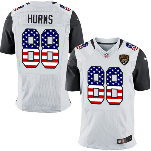 Men's Nike Jacksonville Jaguars #88 Allen Hurns Elite White Road USA Flag Fashion NFL Jersey