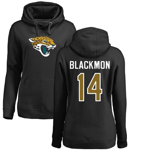 NFL Women's Nike Jacksonville Jaguars #14 Justin Blackmon Black Name & Number Logo Pullover Hoodie