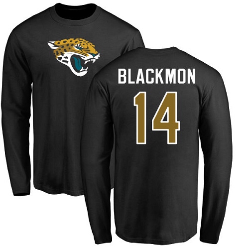 NFL Nike Jacksonville Jaguars #14 Justin Blackmon Black Name & Number Logo Long Sleeve T-Shirt