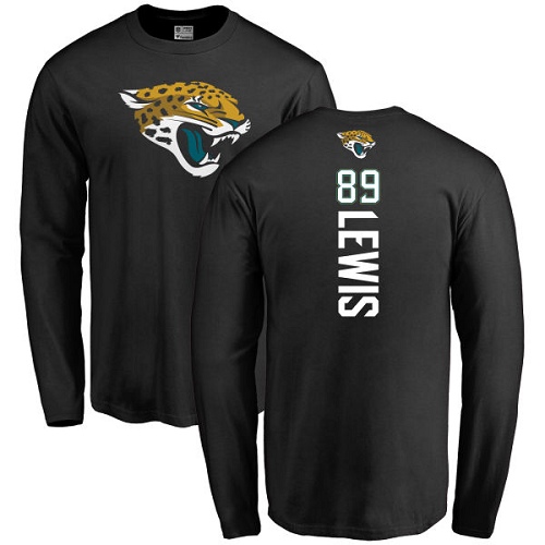 NFL Nike Jacksonville Jaguars #89 Marcedes Lewis Black Backer Long Sleeve T-Shirt