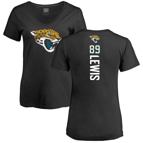 NFL Women's Nike Jacksonville Jaguars #89 Marcedes Lewis Black Backer V-Neck T-Shirt
