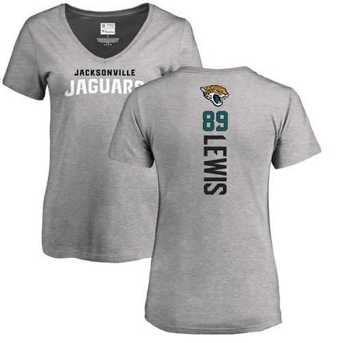 NFL Women's Nike Jacksonville Jaguars #89 Marcedes Lewis Ash Backer T-Shirt