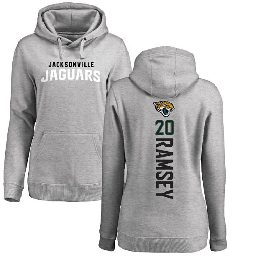 NFL Women's Nike Jacksonville Jaguars #20 Jalen Ramsey Ash Backer Pullover Hoodie