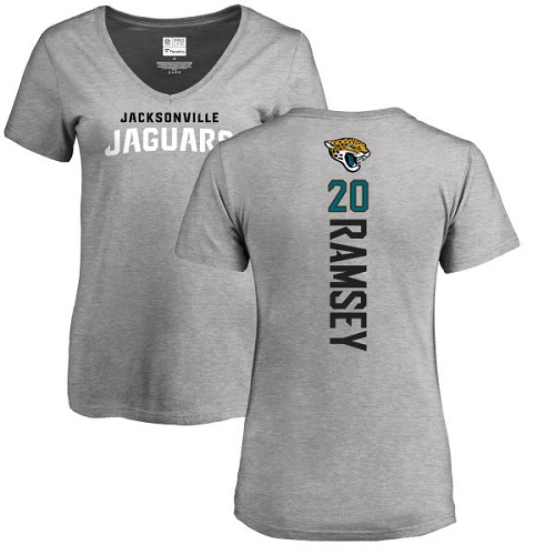 NFL Women's Nike Jacksonville Jaguars #20 Jalen Ramsey Ash Backer T-Shirt