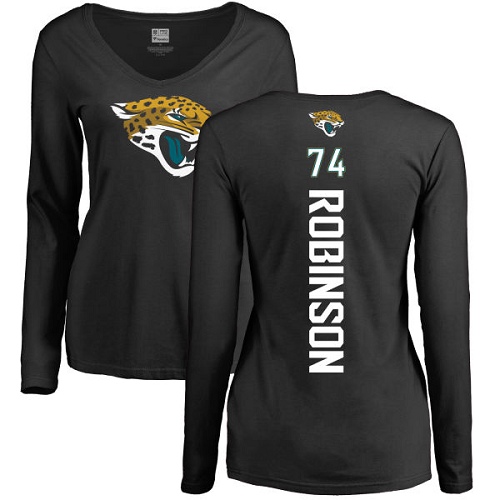 NFL Women's Nike Jacksonville Jaguars #74 Cam Robinson Black Backer Slim Fit Long Sleeve T-Shirt