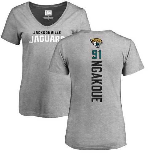 NFL Women's Nike Jacksonville Jaguars #91 Yannick Ngakoue Ash Backer T-Shirt