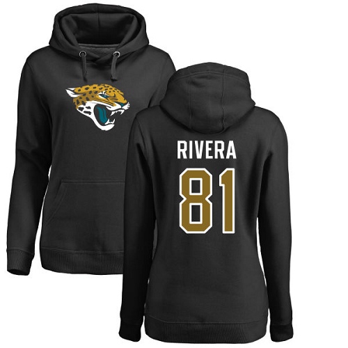 NFL Women's Nike Jacksonville Jaguars #81 Mychal Rivera Black Name & Number Logo Pullover Hoodie