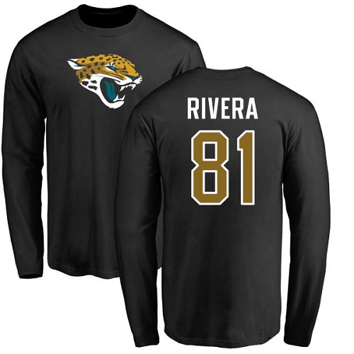 NFL Nike Jacksonville Jaguars #81 Mychal Rivera Black Name & Number Logo Long Sleeve T-Shirt
