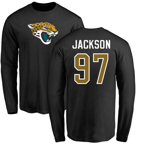 NFL Nike Jacksonville Jaguars #97 Malik Jackson Black Name & Number Logo Long Sleeve T-Shirt