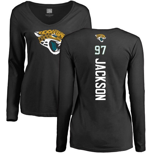NFL Women's Nike Jacksonville Jaguars #97 Malik Jackson Black Backer Slim Fit Long Sleeve T-Shirt