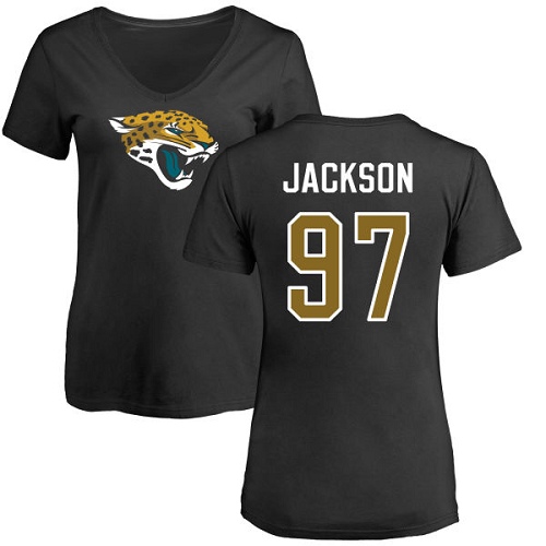 NFL Women's Nike Jacksonville Jaguars #97 Malik Jackson Black Name & Number Logo Slim Fit T-Shirt