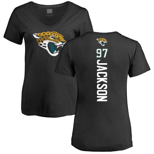 NFL Women's Nike Jacksonville Jaguars #97 Malik Jackson Black Backer V-Neck T-Shirt