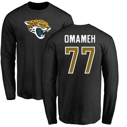 NFL Nike Jacksonville Jaguars #77 Patrick Omameh Black Name & Number Logo Long Sleeve T-Shirt