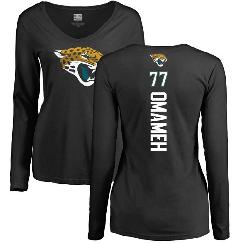NFL Women's Nike Jacksonville Jaguars #77 Patrick Omameh Black Backer Slim Fit Long Sleeve T-Shirt