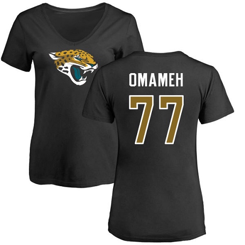 NFL Women's Nike Jacksonville Jaguars #77 Patrick Omameh Black Name & Number Logo Slim Fit T-Shirt