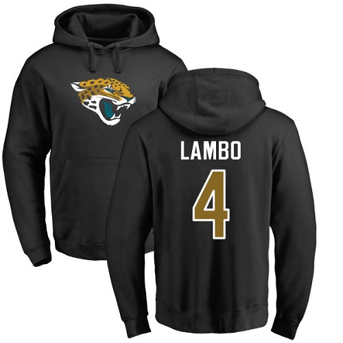 NFL Nike Jacksonville Jaguars #4 Josh Lambo Black Name & Number Logo Pullover Hoodie