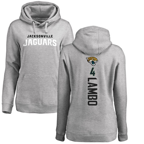 NFL Women's Nike Jacksonville Jaguars #4 Josh Lambo Ash Backer Pullover Hoodie