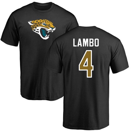 NFL Nike Jacksonville Jaguars #4 Josh Lambo Black Name & Number Logo T-Shirt